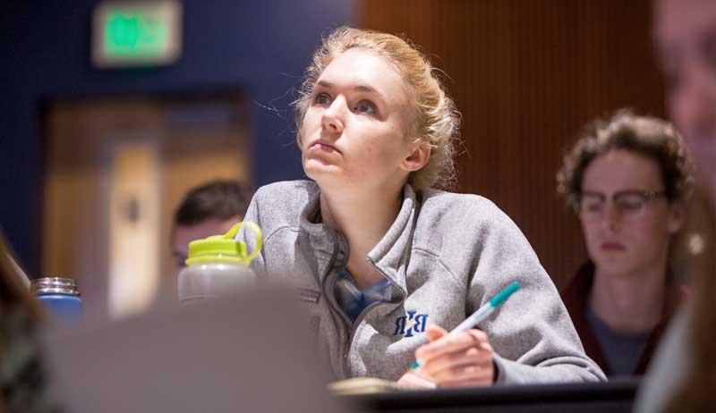 Undergraduate nursing student in class